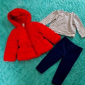 Little Me 18M girl Red Jacket and navy outfit set